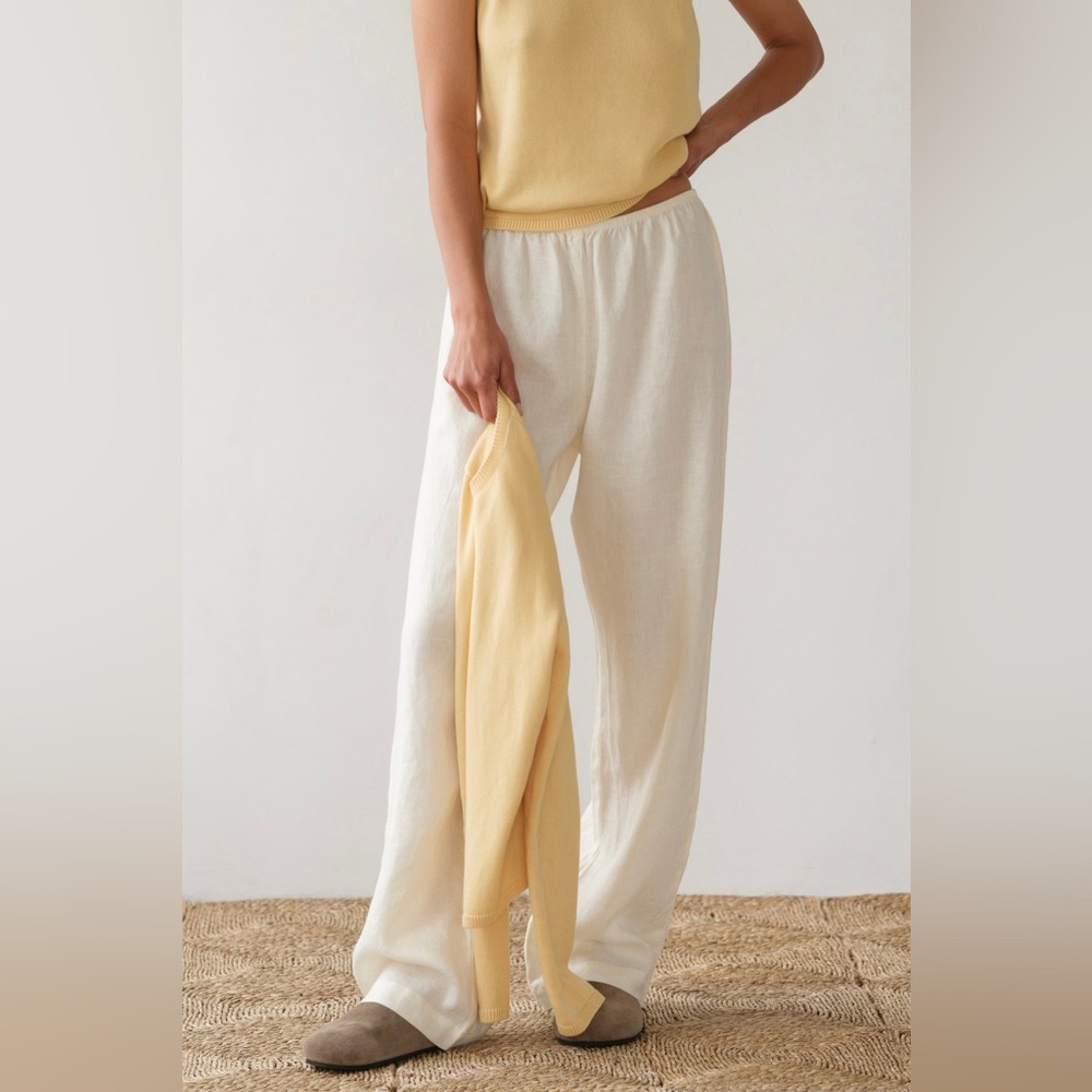 Donni Linen Simple Pant - Creme